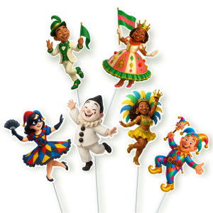 Toppers p/Doces Carnaval c/12 un