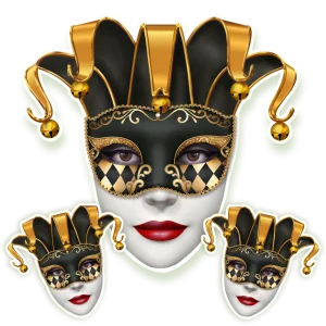 Kit Arlequina Preta e Dourada c/03 un